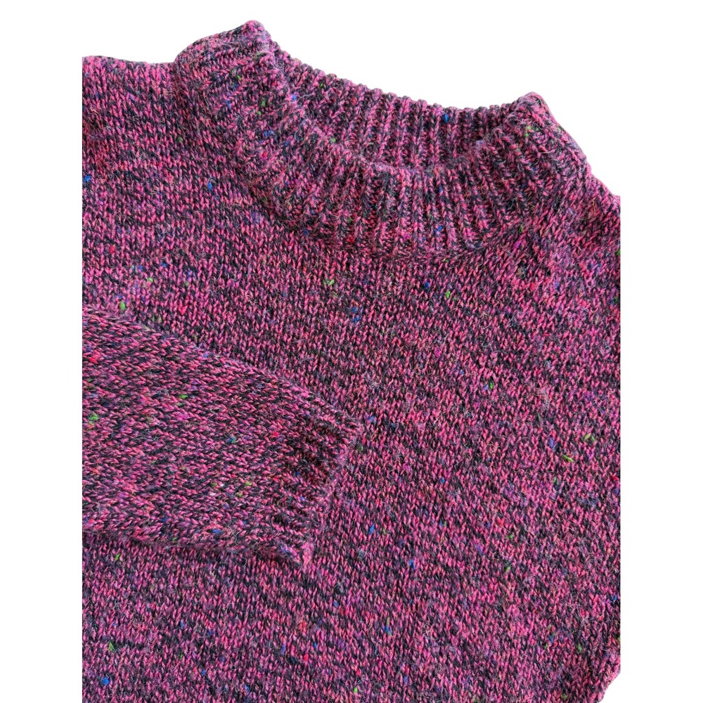 Vintage Diane von Furstenberg Magenta Confetti Wool Blend Mock Neck Sweater M